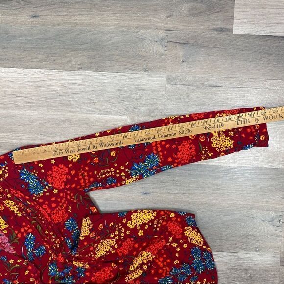 Maeve by Anthropologie Floral Pintuck Pleat Shirt Red XS - Picture 15 of 16